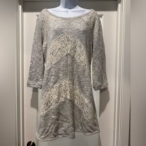 MAURICES Gray and Cream Lace Sheath Dress Size XL Casual Fun Athleisure Boho